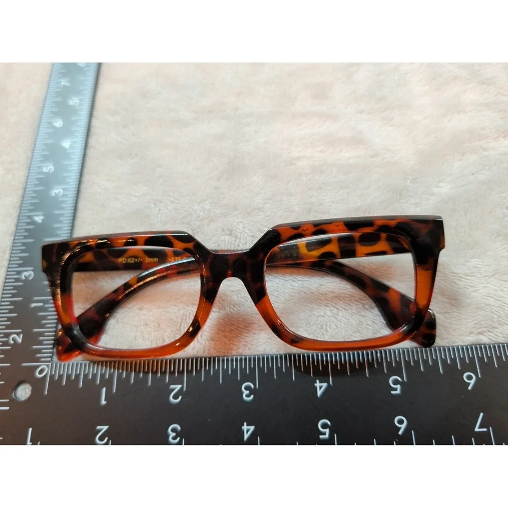 Tortoise‎ Shell Rectangular Eyeglass Frames Chunky Brn Amber Glasses Frames Only
